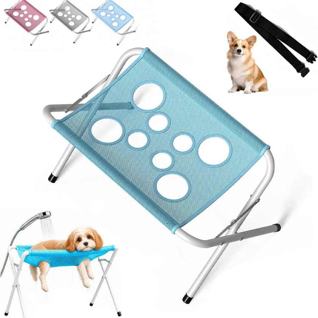 Dog Grooming Hammock Foldable Pet Paw Bathing Wash Hammock Stand for Dogs and Cats, Mesh Bath Support for Nail Trimming, Bathing