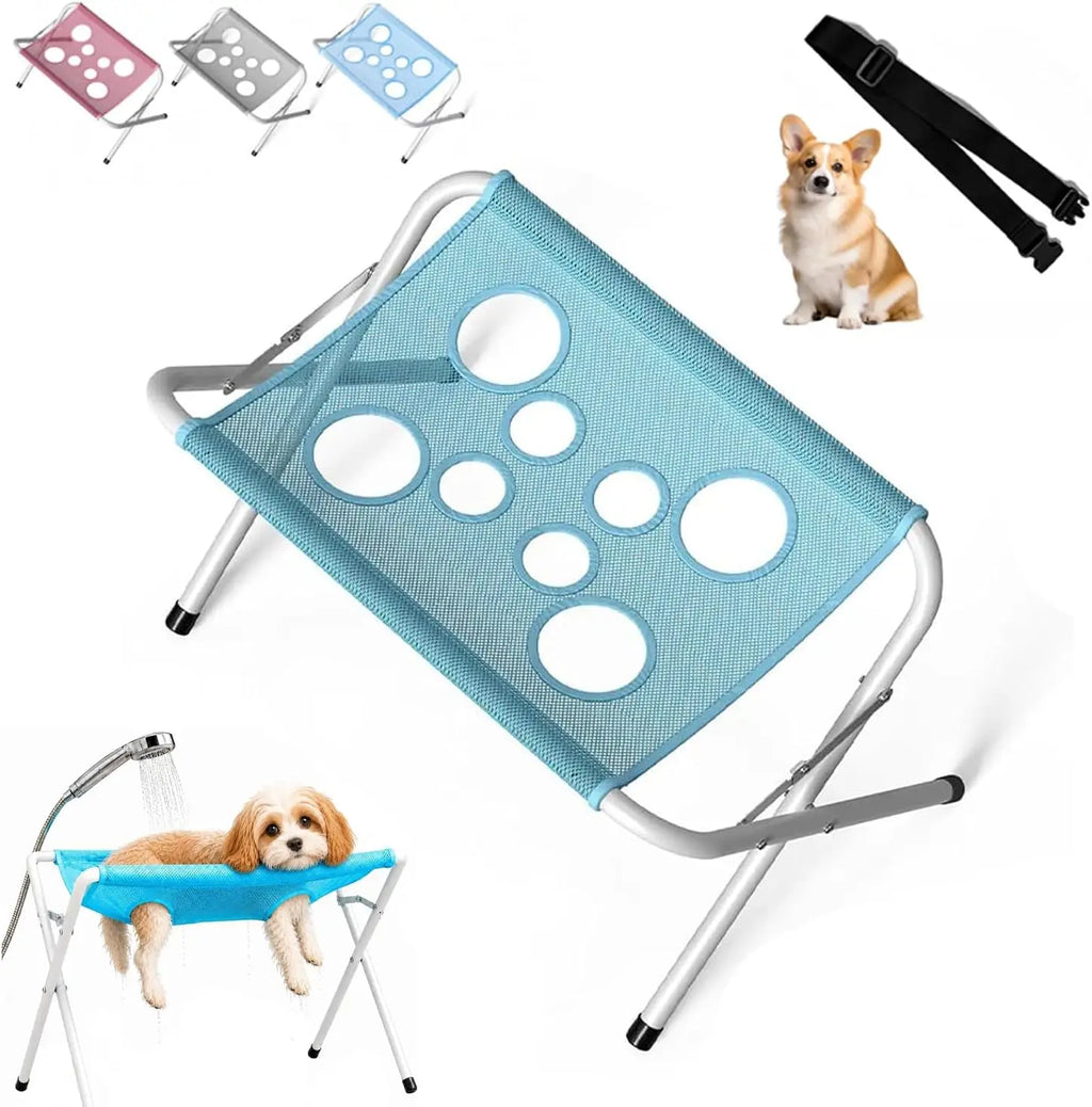 Dog Grooming Hammock Foldable Pet Paw Bathing Wash Hammock Stand for Dogs and Cats, Mesh Bath Support for Nail Trimming, Bathing