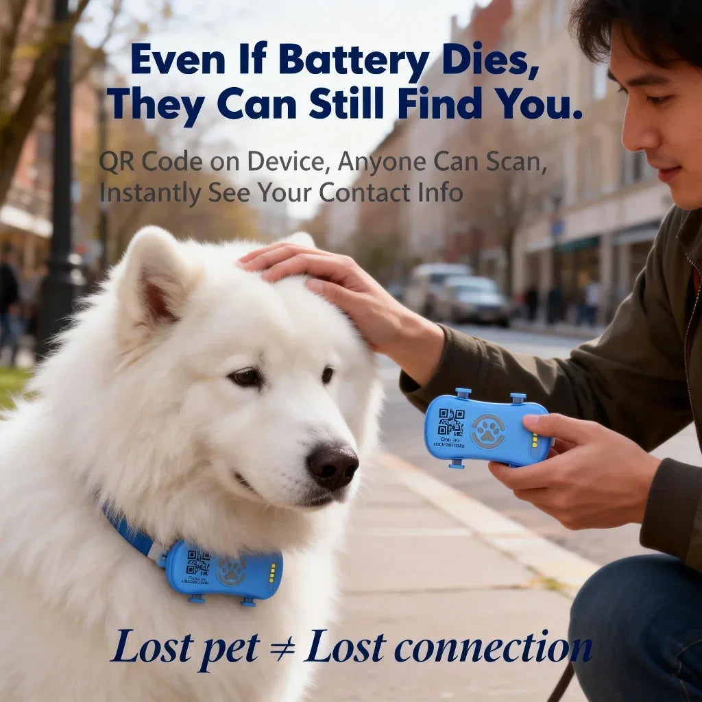GPS Pet Tracker for Dogs & Cats – WiFi & IoT Tracking, No Distance Limit
