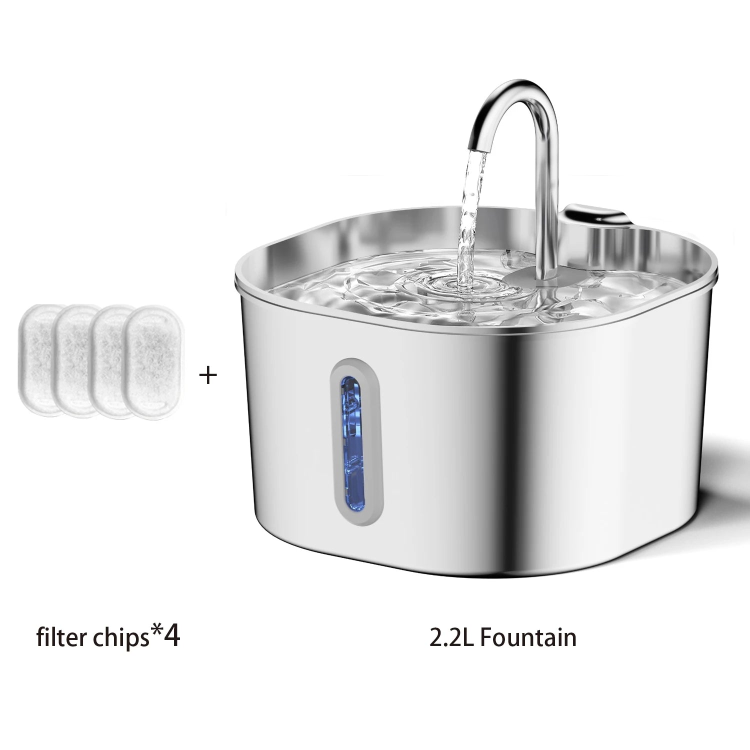 Automatic Cat & Dog Water Fountain – 2.2L Stainless Steel with Filter Window