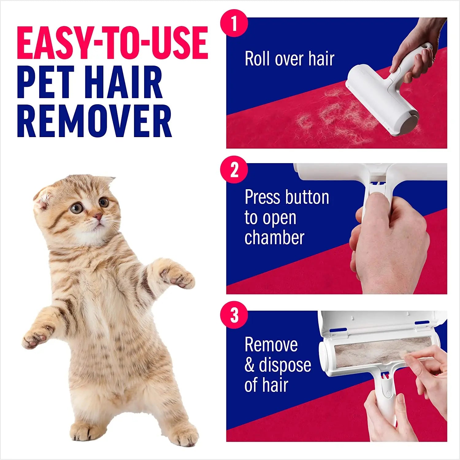 Pet Hair Remover Roller with Self-Cleaning Base – Dog & Cat Fur Removal Tool