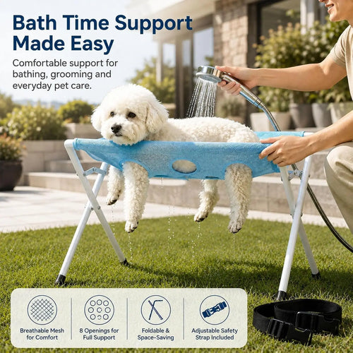 Dog Grooming Hammock Foldable Pet Paw Bathing Wash Hammock Stand for Dogs and Cats, Mesh Bath Support for Nail Trimming, Bathing
