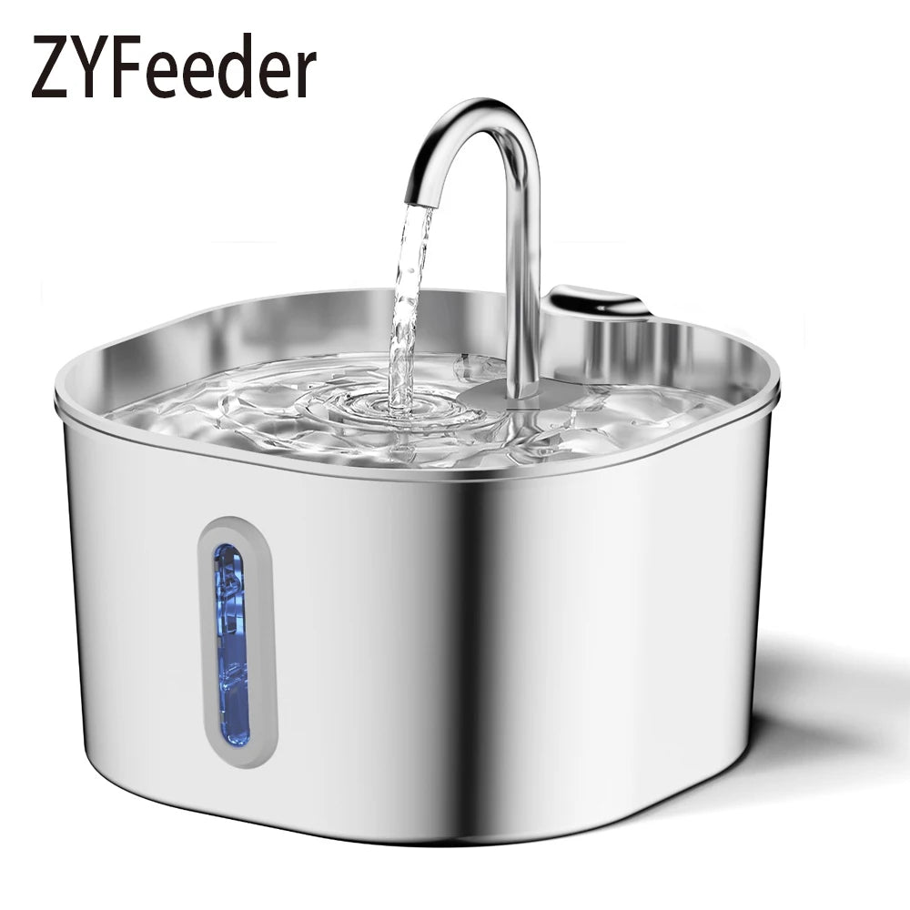 Automatic Cat & Dog Water Fountain – 2.2L Stainless Steel with Filter Window