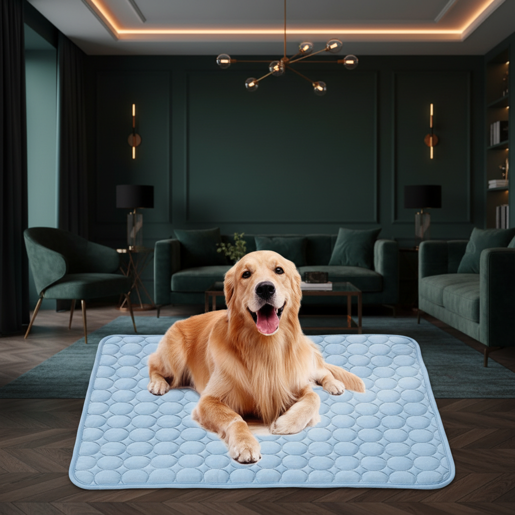 Pawora Cooling Mat kuldse retriiveriga
